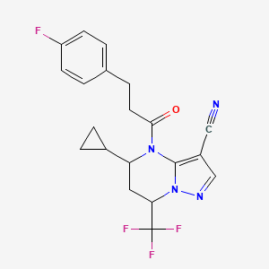 5-cyclopropyl-4-[3-(4-fluorophenyl)propanoyl]-7-(trifluoromethyl)-4,5,6,7-tetrahydropyrazolo[1,5-a]pyrimidine-3-carbonitrile