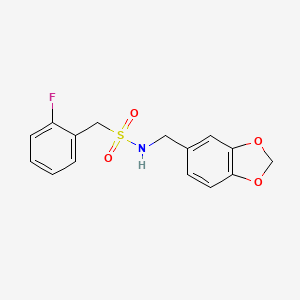 molecular formula C15H14FNO4S B4873086 N-(1,3-benzodioxol-5-ylmethyl)-1-(2-fluorophenyl)methanesulfonamide 