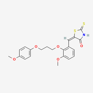 molecular formula C21H21NO5S2 B4873103 5-{3-methoxy-2-[3-(4-methoxyphenoxy)propoxy]benzylidene}-2-thioxo-1,3-thiazolidin-4-one 