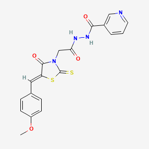 molecular formula C19H16N4O4S2 B4873104 N'-{2-[5-(4-methoxybenzylidene)-4-oxo-2-thioxo-1,3-thiazolidin-3-yl]acetyl}nicotinohydrazide 