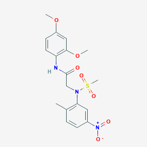 molecular formula C18H21N3O7S B4873110 N~1~-(2,4-dimethoxyphenyl)-N~2~-(2-methyl-5-nitrophenyl)-N~2~-(methylsulfonyl)glycinamide 