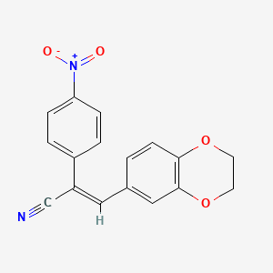 (E)-3-(2,3-dihydro-1,4-benzodioxin-6-yl)-2-(4-nitrophenyl)prop-2-enenitrile