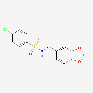 molecular formula C15H14ClNO4S B4873141 N-[1-(1,3-benzodioxol-5-yl)ethyl]-4-chlorobenzenesulfonamide 