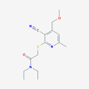 molecular formula C15H21N3O2S B4873194 2-{[3-cyano-4-(methoxymethyl)-6-methyl-2-pyridinyl]thio}-N,N-diethylacetamide 