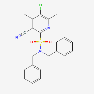 molecular formula C22H20ClN3O2S B4873216 N,N-dibenzyl-5-chloro-3-cyano-4,6-dimethylpyridine-2-sulfonamide CAS No. 893786-06-6