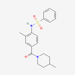 molecular formula C20H24N2O3S B4873223 N-{2-methyl-4-[(4-methyl-1-piperidinyl)carbonyl]phenyl}benzenesulfonamide 