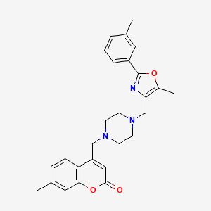 7-methyl-4-[(4-{[5-methyl-2-(3-methylphenyl)-1,3-oxazol-4-yl]methyl}-1-piperazinyl)methyl]-2H-chromen-2-one