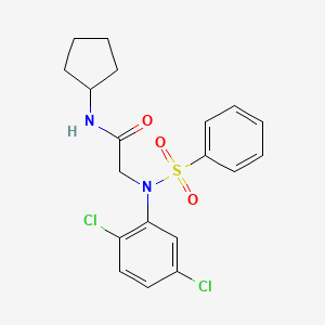 molecular formula C19H20Cl2N2O3S B4873363 N~1~-cyclopentyl-N~2~-(2,5-dichlorophenyl)-N~2~-(phenylsulfonyl)glycinamide 