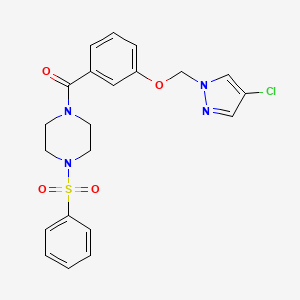 molecular formula C21H21ClN4O4S B4873370 1-{3-[(4-chloro-1H-pyrazol-1-yl)methoxy]benzoyl}-4-(phenylsulfonyl)piperazine 