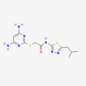 molecular formula C12H17N7OS2 B4873378 2-[(4,6-diamino-2-pyrimidinyl)thio]-N-(5-isobutyl-1,3,4-thiadiazol-2-yl)acetamide 