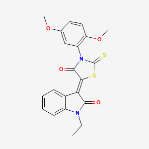 (3Z)-3-[3-(2,5-dimethoxyphenyl)-4-oxo-2-thioxo-1,3-thiazolidin-5-ylidene]-1-ethyl-1,3-dihydro-2H-indol-2-one