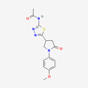 molecular formula C15H16N4O3S B4873451 N-{5-[1-(4-methoxyphenyl)-5-oxopyrrolidin-3-yl]-1,3,4-thiadiazol-2-yl}acetamide 