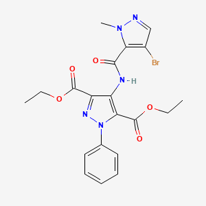 molecular formula C20H20BrN5O5 B4873503 diethyl 4-{[(4-bromo-1-methyl-1H-pyrazol-5-yl)carbonyl]amino}-1-phenyl-1H-pyrazole-3,5-dicarboxylate 