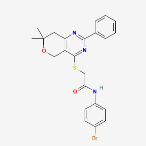 N-(4-bromophenyl)-2-[(7,7-dimethyl-2-phenyl-7,8-dihydro-5H-pyrano[4,3-d]pyrimidin-4-yl)thio]acetamide