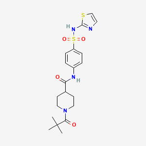 molecular formula C20H26N4O4S2 B4873529 1-(2,2-dimethylpropanoyl)-N-{4-[(1,3-thiazol-2-ylamino)sulfonyl]phenyl}-4-piperidinecarboxamide 