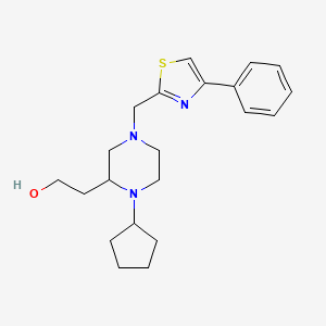 molecular formula C21H29N3OS B4873536 2-{1-cyclopentyl-4-[(4-phenyl-1,3-thiazol-2-yl)methyl]-2-piperazinyl}ethanol 