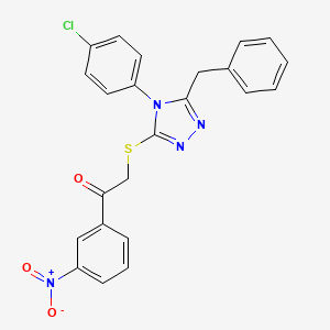 molecular formula C23H17ClN4O3S B4873550 2-{[5-benzyl-4-(4-chlorophenyl)-4H-1,2,4-triazol-3-yl]thio}-1-(3-nitrophenyl)ethanone 