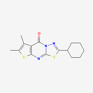 molecular formula C15H17N3OS2 B4873652 2-cyclohexyl-6,7-dimethyl-8H-[1,3,4]thiadiazolo[3,2-a]thieno[2,3-d]pyrimidin-8-one 