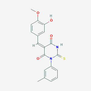 5-(3-hydroxy-4-methoxybenzylidene)-1-(3-methylphenyl)-2-thioxodihydro-4,6(1H,5H)-pyrimidinedione