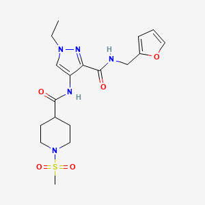 molecular formula C18H25N5O5S B4873709 N~4~-(1-ETHYL-3-{[(2-FURYLMETHYL)AMINO]CARBONYL}-1H-PYRAZOL-4-YL)-1-(METHYLSULFONYL)-4-PIPERIDINECARBOXAMIDE 