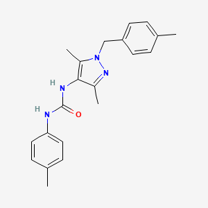 molecular formula C21H24N4O B4873791 N-[3,5-dimethyl-1-(4-methylbenzyl)-1H-pyrazol-4-yl]-N'-(4-methylphenyl)urea 