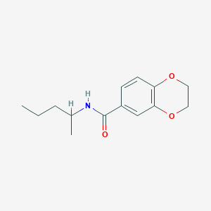 molecular formula C14H19NO3 B4873823 N-(1-methylbutyl)-2,3-dihydro-1,4-benzodioxine-6-carboxamide 