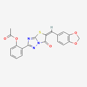 molecular formula C20H13N3O5S B4873905 2-[5-(1,3-benzodioxol-5-ylmethylene)-6-oxo-5,6-dihydro[1,3]thiazolo[3,2-b][1,2,4]triazol-2-yl]phenyl acetate 