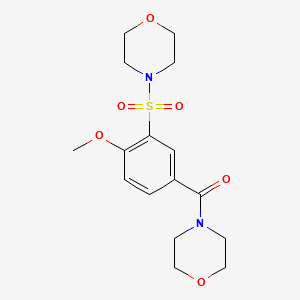 molecular formula C16H22N2O6S B4873930 4-{[2-methoxy-5-(4-morpholinylcarbonyl)phenyl]sulfonyl}morpholine 