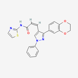 3-[3-(2,3-dihydro-1,4-benzodioxin-6-yl)-1-phenyl-1H-pyrazol-4-yl]-N-1,3-thiazol-2-ylacrylamide