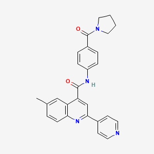 molecular formula C27H24N4O2 B4873955 6-methyl-2-(4-pyridinyl)-N-[4-(1-pyrrolidinylcarbonyl)phenyl]-4-quinolinecarboxamide 