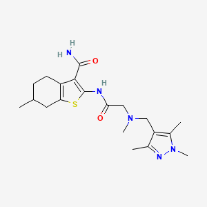 6-methyl-2-({N-methyl-N-[(1,3,5-trimethyl-1H-pyrazol-4-yl)methyl]glycyl}amino)-4,5,6,7-tetrahydro-1-benzothiophene-3-carboxamide