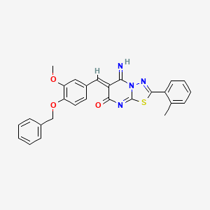 molecular formula C27H22N4O3S B4873970 6-[4-(benzyloxy)-3-methoxybenzylidene]-5-imino-2-(2-methylphenyl)-5,6-dihydro-7H-[1,3,4]thiadiazolo[3,2-a]pyrimidin-7-one 