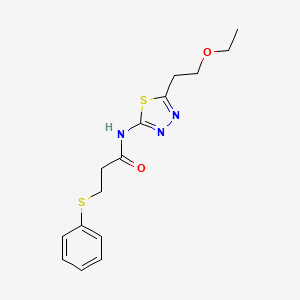 molecular formula C15H19N3O2S2 B4874059 N-[5-(2-ethoxyethyl)-1,3,4-thiadiazol-2-yl]-3-(phenylthio)propanamide 