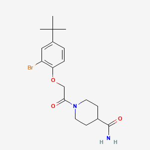 molecular formula C18H25BrN2O3 B4874076 1-[(2-bromo-4-tert-butylphenoxy)acetyl]-4-piperidinecarboxamide 