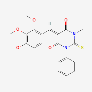 molecular formula C21H20N2O5S B4874110 1-methyl-3-phenyl-2-thioxo-5-(2,3,4-trimethoxybenzylidene)dihydro-4,6(1H,5H)-pyrimidinedione 