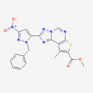 molecular formula C20H15N7O4S B4874191 methyl 2-(1-benzyl-3-nitro-1H-pyrazol-5-yl)-9-methylthieno[3,2-e][1,2,4]triazolo[1,5-c]pyrimidine-8-carboxylate 