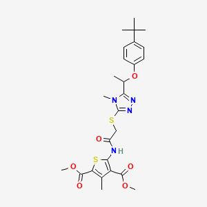 dimethyl 5-{[({5-[1-(4-tert-butylphenoxy)ethyl]-4-methyl-4H-1,2,4-triazol-3-yl}thio)acetyl]amino}-3-methyl-2,4-thiophenedicarboxylate