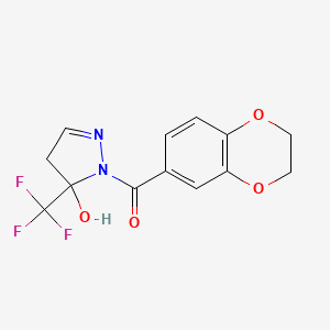 2,3-dihydro-1,4-benzodioxin-6-yl[5-hydroxy-5-(trifluoromethyl)-4,5-dihydro-1H-pyrazol-1-yl]methanone