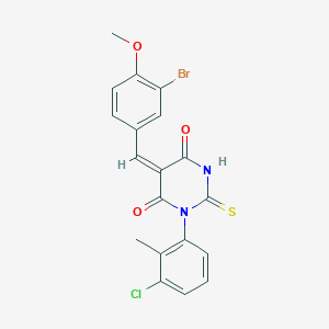 molecular formula C19H14BrClN2O3S B4874451 5-(3-bromo-4-methoxybenzylidene)-1-(3-chloro-2-methylphenyl)-2-thioxodihydro-4,6(1H,5H)-pyrimidinedione 