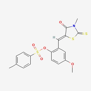 4-methoxy-2-[(3-methyl-4-oxo-2-thioxo-1,3-thiazolidin-5-ylidene)methyl]phenyl 4-methylbenzenesulfonate