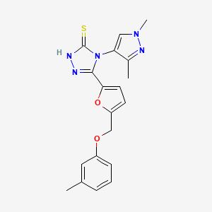 4-(1,3-dimethyl-1H-pyrazol-4-yl)-5-{5-[(3-methylphenoxy)methyl]-2-furyl}-4H-1,2,4-triazole-3-thiol