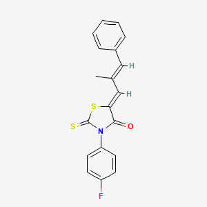 molecular formula C19H14FNOS2 B4874741 3-(4-fluorophenyl)-5-(2-methyl-3-phenyl-2-propen-1-ylidene)-2-thioxo-1,3-thiazolidin-4-one 