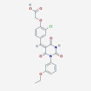 molecular formula C21H17ClN2O7 B4874756 (2-chloro-4-{[1-(3-ethoxyphenyl)-2,4,6-trioxotetrahydro-5(2H)-pyrimidinylidene]methyl}phenoxy)acetic acid 