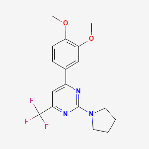 4-(3,4-dimethoxyphenyl)-2-(1-pyrrolidinyl)-6-(trifluoromethyl)pyrimidine