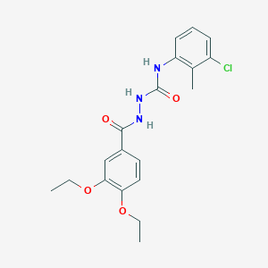 molecular formula C19H22ClN3O4 B4874856 N-(3-chloro-2-methylphenyl)-2-(3,4-diethoxybenzoyl)hydrazinecarboxamide 