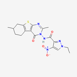 N-(2,7-dimethyl-4-oxo-5,6,7,8-tetrahydro[1]benzothieno[2,3-d]pyrimidin-3(4H)-yl)-1-ethyl-4-nitro-1H-pyrazole-3-carboxamide