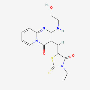 3-[(3-ethyl-4-oxo-2-thioxo-1,3-thiazolidin-5-ylidene)methyl]-2-[(2-hydroxyethyl)amino]-4H-pyrido[1,2-a]pyrimidin-4-one