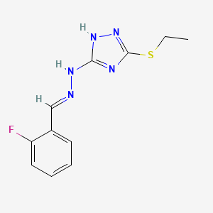 molecular formula C11H12FN5S B4874943 2-fluorobenzaldehyde [5-(ethylthio)-4H-1,2,4-triazol-3-yl]hydrazone 