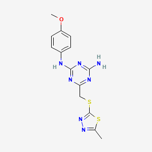 N-(4-methoxyphenyl)-6-{[(5-methyl-1,3,4-thiadiazol-2-yl)thio]methyl}-1,3,5-triazine-2,4-diamine