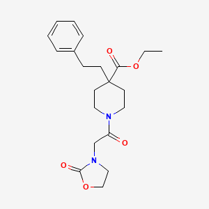 molecular formula C21H28N2O5 B4875083 ethyl 1-[(2-oxo-1,3-oxazolidin-3-yl)acetyl]-4-(2-phenylethyl)-4-piperidinecarboxylate 